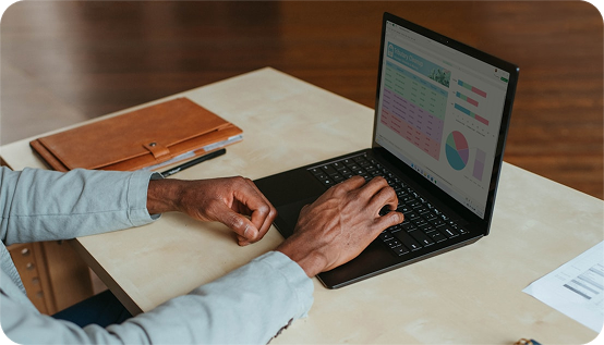 laptop with chart